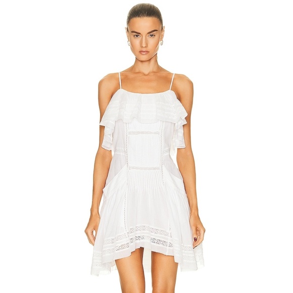 ISABEL MARANT ETOILE  Moly Lace-Trimmed Cotton-Voile Mini Dress - Picture 1 of 8